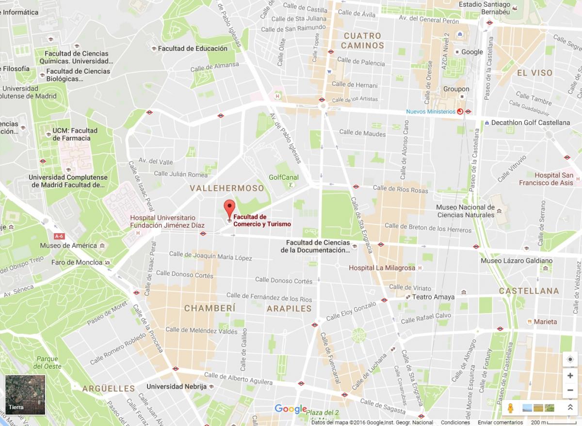 mapa de la ubicación de la facultad de comercio y turismo de la UCM. Enlaza a google maps