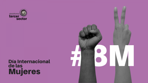 Imagen con dos manos levantadas y el texto Día Internacional de las Mujeres #8M