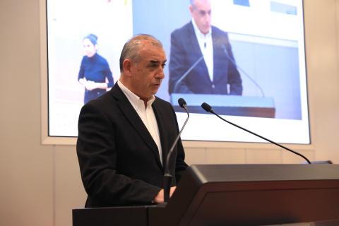 Luciano Poyato durante su intervención en la asamblea electoral. 