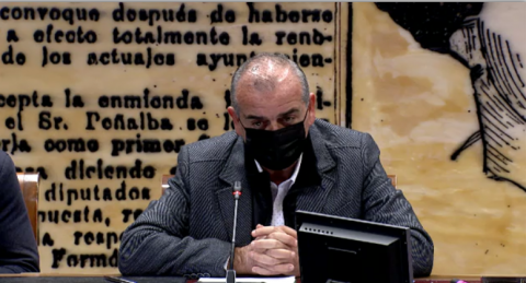 Foto de Luciano Poyato durante su comparecencia en el Senado