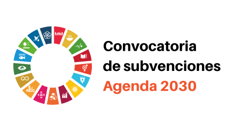 Imagen con el logo de los ODS y el texto "Convocatoria de subvenciones Agenda 2030"