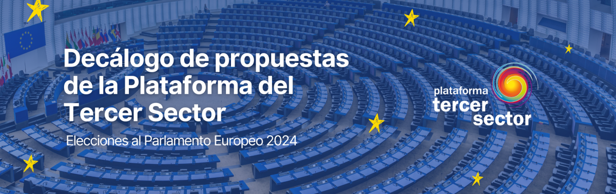 Banner del decálogo de propuestas de la Plataforma del Tercer Sector al Parlamento Europeo. 
