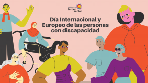 Imagen con personas diversas donde se lee Día Internacional y Europeo de las Personas con Discapacidad